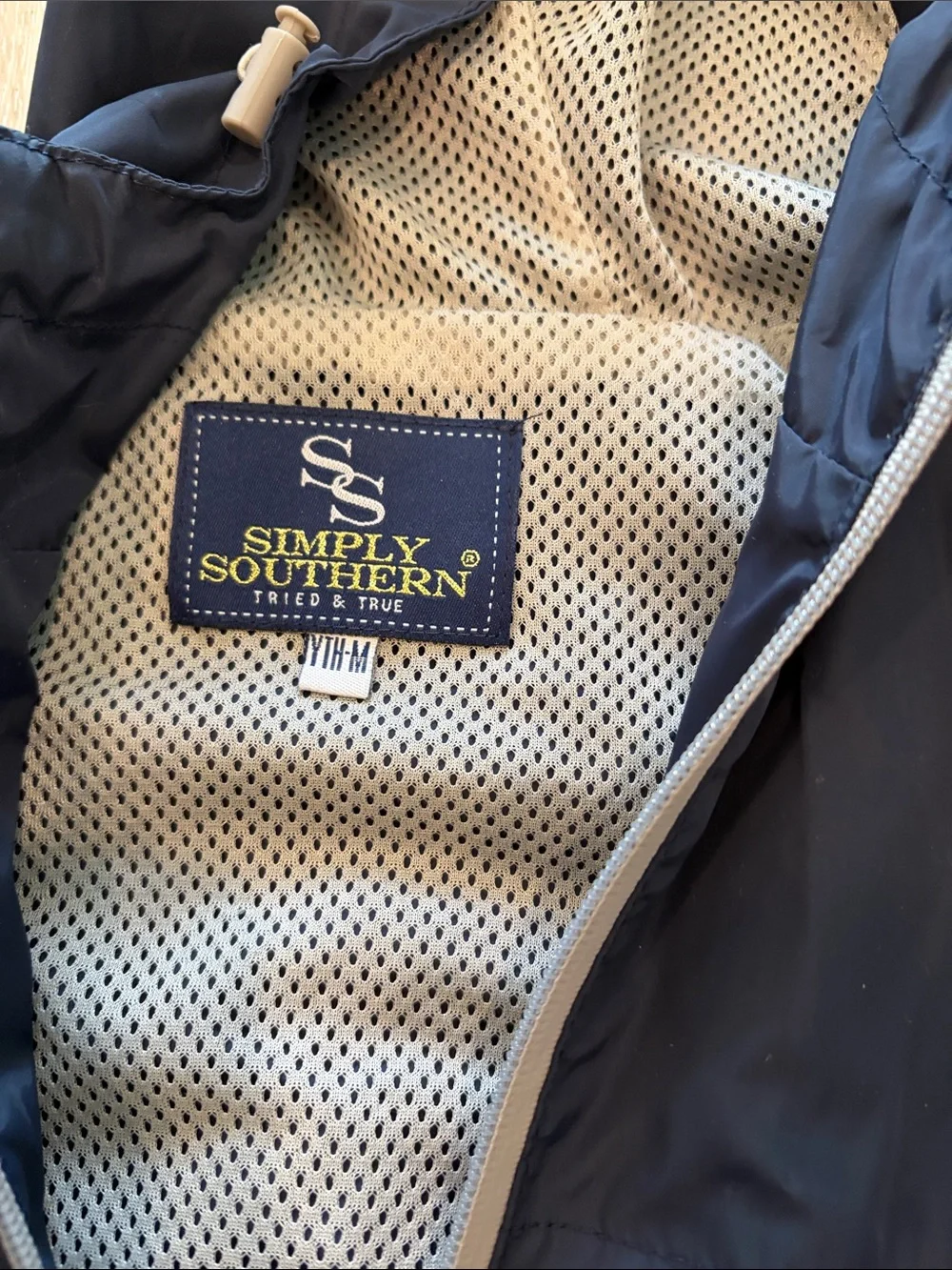 Simply Southern Navy Kids Hooded Raincoat with Reflective Trim